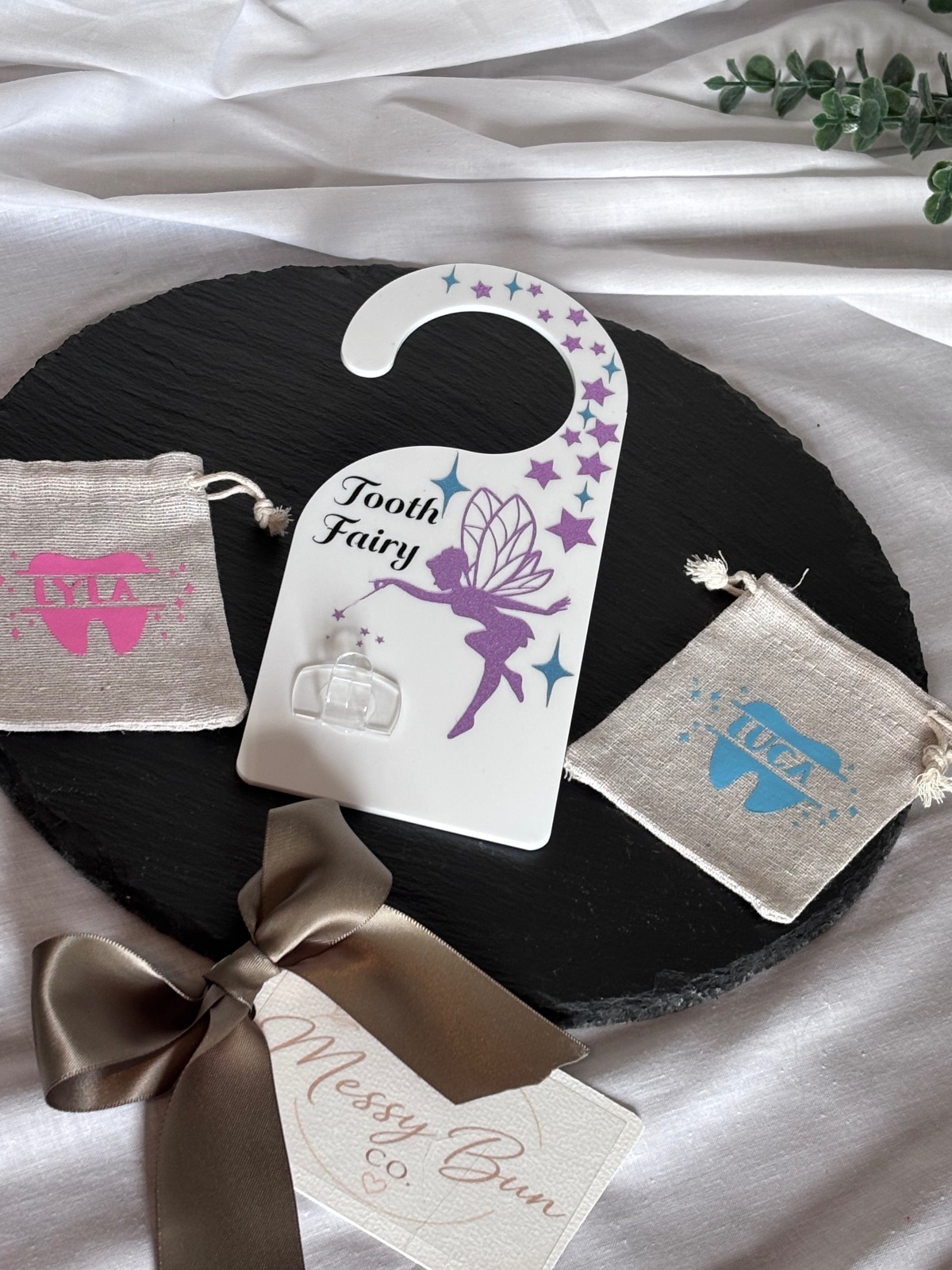 Personalised Tooth Fairy Door Hanger & Tooth Bag